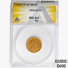 1931-D Wheat Cent ANACS MS64 RB