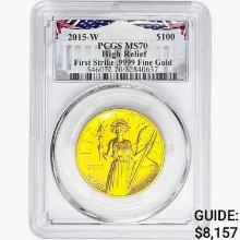 2015-W 1oz Gold $100 Liberty PCGS MS70 HR FS