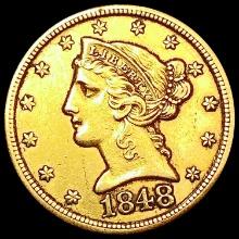 1848 $5 Gold Half Eagle HIGH GRADE