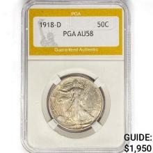 1918-D Walking Liberty Half Dollar PGA AU58