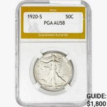 1920-S Walking Liberty Half Dollar PGA AU58