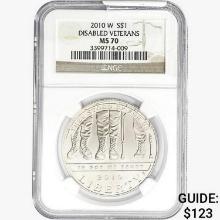 2010-W Disabled Veterans $1 NGC MS70