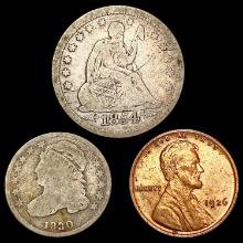 1830-1926 Varied US Coinage Lot [3 Coins] HIGH GRADE