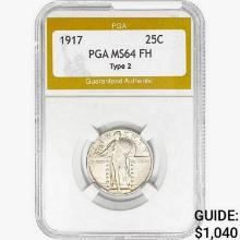 1917 Standing Liberty Quarter PGA MS64 FH Type 2