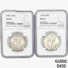 [2] 1947-D Walking Liberty Half Dollar NGC MS64