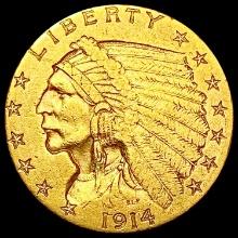 1914 D $2.50 Gold Quarter Eagle LIGHTLY CIRCULATED