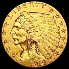 1914 D $2.50 Gold Quarter Eagle LIGHTLY CIRCULATED