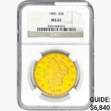 1896 $20 Gold Double Eagle NGC MS62