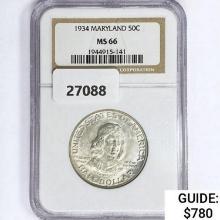 1934 Maryland Half Dollar NGC MS66