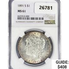 1891-S Morgan Silver Dollar NGC MS61