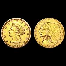 1873-1915 $2.5 Gold Eagle Lot (2) UNCIRCULATED