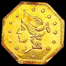 1870 Octagonal California Gold Half Dollar CLOSELY UNCIRCULATED