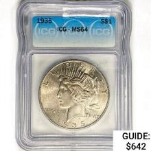 1935 Silver Peace Dollar ICG MS64