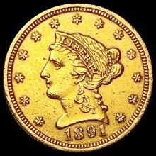 1891 $2.50 Gold Quarter Eagle CLOSELY UNCIRCULATED