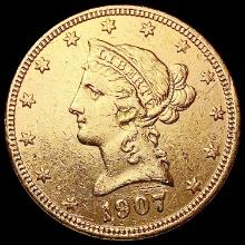 1907 D $10 Gold Eagle NEARLY UNCIRCULATED