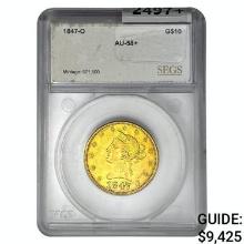 1847-O $10 Gold Eagle SEGS AU58+