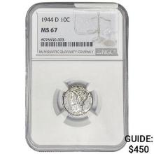 1944-D Mercury Silver Dime NGC MS67