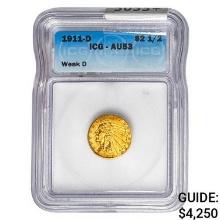 1911-D $2.50 Gold Quarter Eagle ICG AU53 Weak D