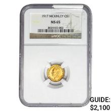 1917 McKinley Rare Gold Dollar NGC MS65