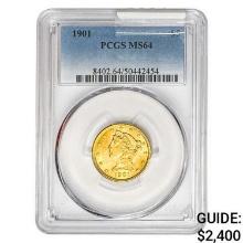 1901 $5 Gold Half Eagle PCGS MS64