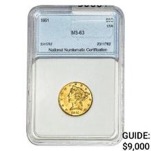 1861 $5 Gold Half Eagle NNC MS63