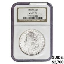 1885-CC Morgan Silver Dollar NGC MS63 PL