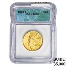 1908-S $10 Gold Eagle ICG AU58