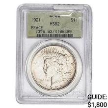 1921 Silver Peace Dollar PCGS MS62