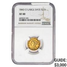 1843-O $2.50 Gold Quarter Eagle NGC XF40