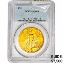 1924 $20 Gold Double Eagle PCGS MS63