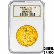 1908 NO MOTTO $20 Gold Double Eagle NGC MS62