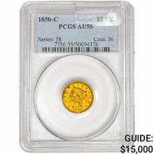 1850-C $2.50 Gold Quarter Eagle PCGS AU55