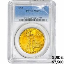 1925 $20 Gold Double Eagle PCGS MS63