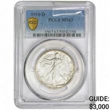 1916-D Walking Liberty Half Dollar PCGS MS63