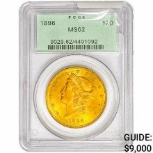 1896 $20 Gold Double Eagle PCGS MS62