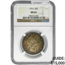 1914 Barber Half Dollar NGC MS65