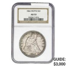 1866 Seated Liberty Dollar NGC AU53 Motto