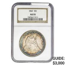 1842 Seated Liberty Dollar NGC AU55