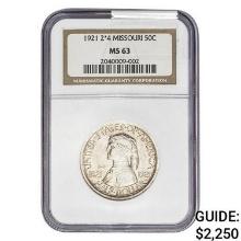 1921 Missouri Half Dollar NGC MS63