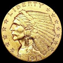 1913 $2.50 Gold Quarter Eagle CLOSELY UNCIRCULATED