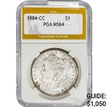 1884-CC Morgan Silver Dollar PGA MS64 Wheel