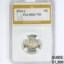 1924-S Mercury Silver Dime PGA MS62 FSB