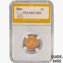 1864 Indian Head Cent PGA MS63 RED