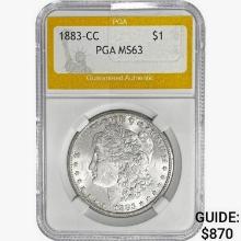 1883-CC Morgan Silver Dollar PGA MS63