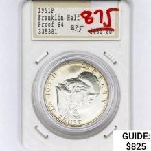 1951P Franklin Half Dollar HT Proof64