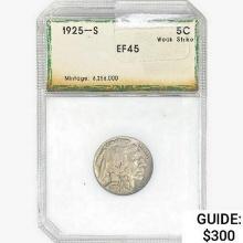 1925-S Buffalo Nickel PCI EF45 Weak Strike