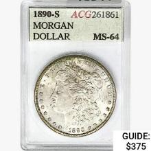 1890-S Morgan Silver Dollar ACG MS64