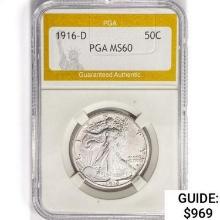 1916-D Walking Liberty Half Dollar PGA MS60