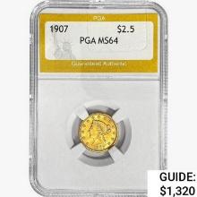 1907 $2.50 Gold Quarter Eagle PGA MS64