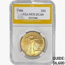 1986 $50 American 1oz. Gold Eagle PGA PR70 DCAM